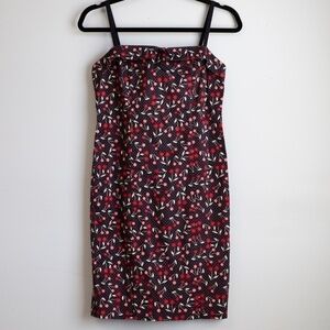Ann Taylor Loft black with red and pink florals mini dress-2P